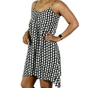 Madewell Silk Mini Dress Slip Dress Black White Pockets Lined Size S Coastal